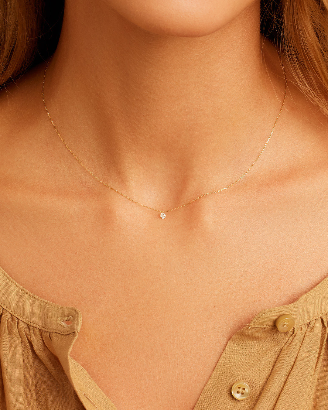 Floating Diamond Necklace || option::18k Solid Gold