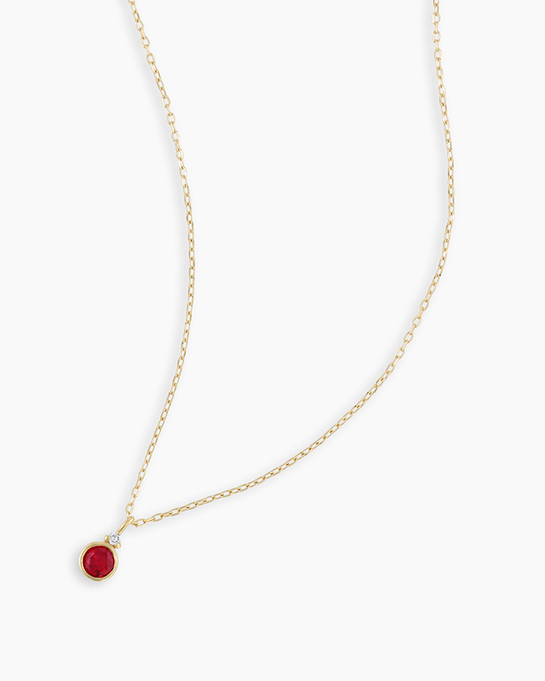 July Birthstone Necklace  || option::14k Solid Gold, Ruby - July