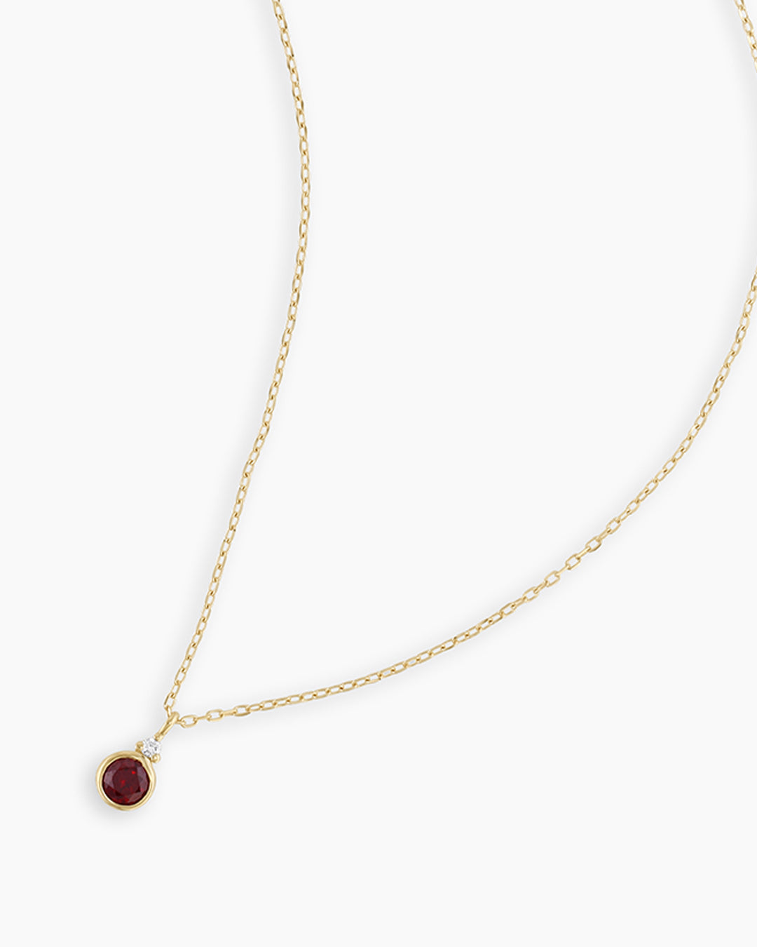 Garnet Birthstone Necklace January Birthstone Necklace   || option::14k Solid Gold, Garnet - January