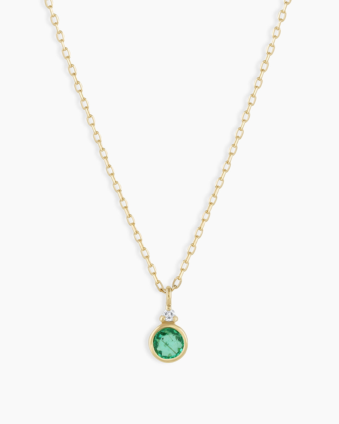 Emerald Birthstone Necklace  Birthstone Necklace   || option::14k Solid Gold, Emerald - May