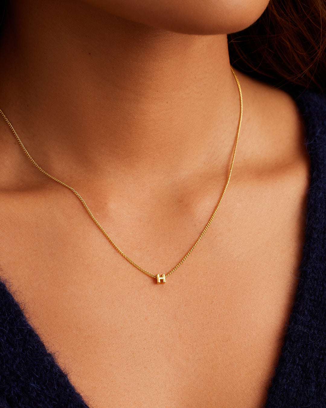 Wilder Mini Alphabet Necklace || option::18k Gold Plated, H