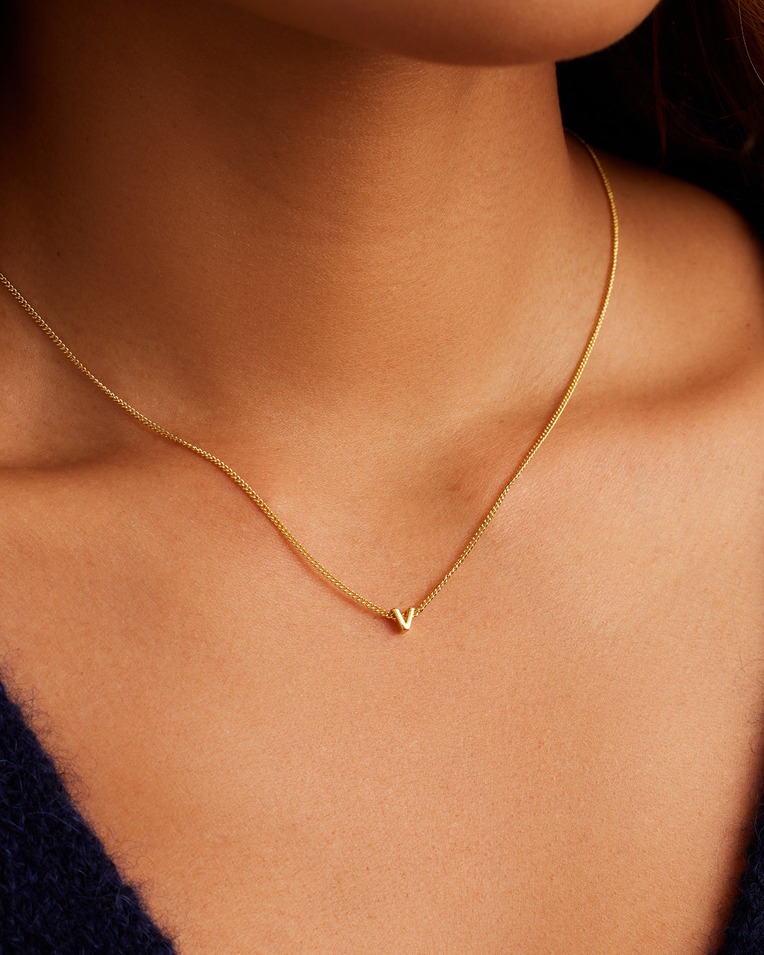 Wilder Mini Alphabet Necklace || option::18k Gold Plated, V