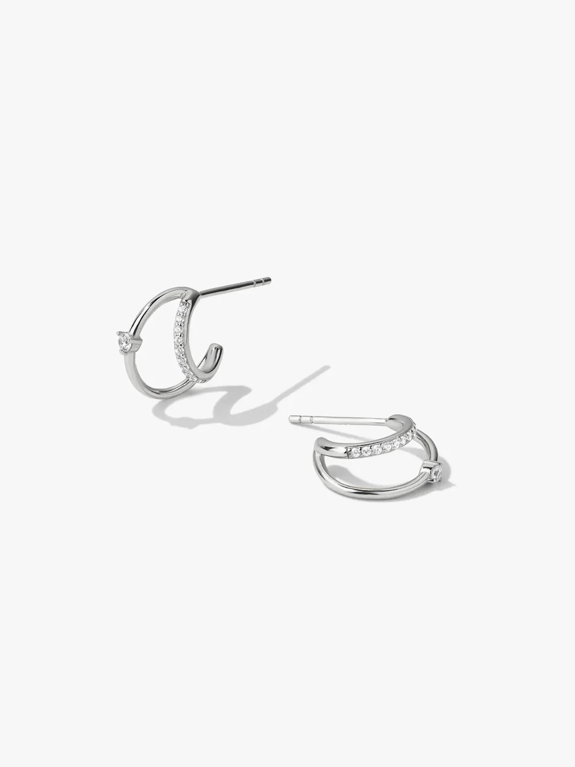 Pave & Prong Crystal Double Hoop Earrings