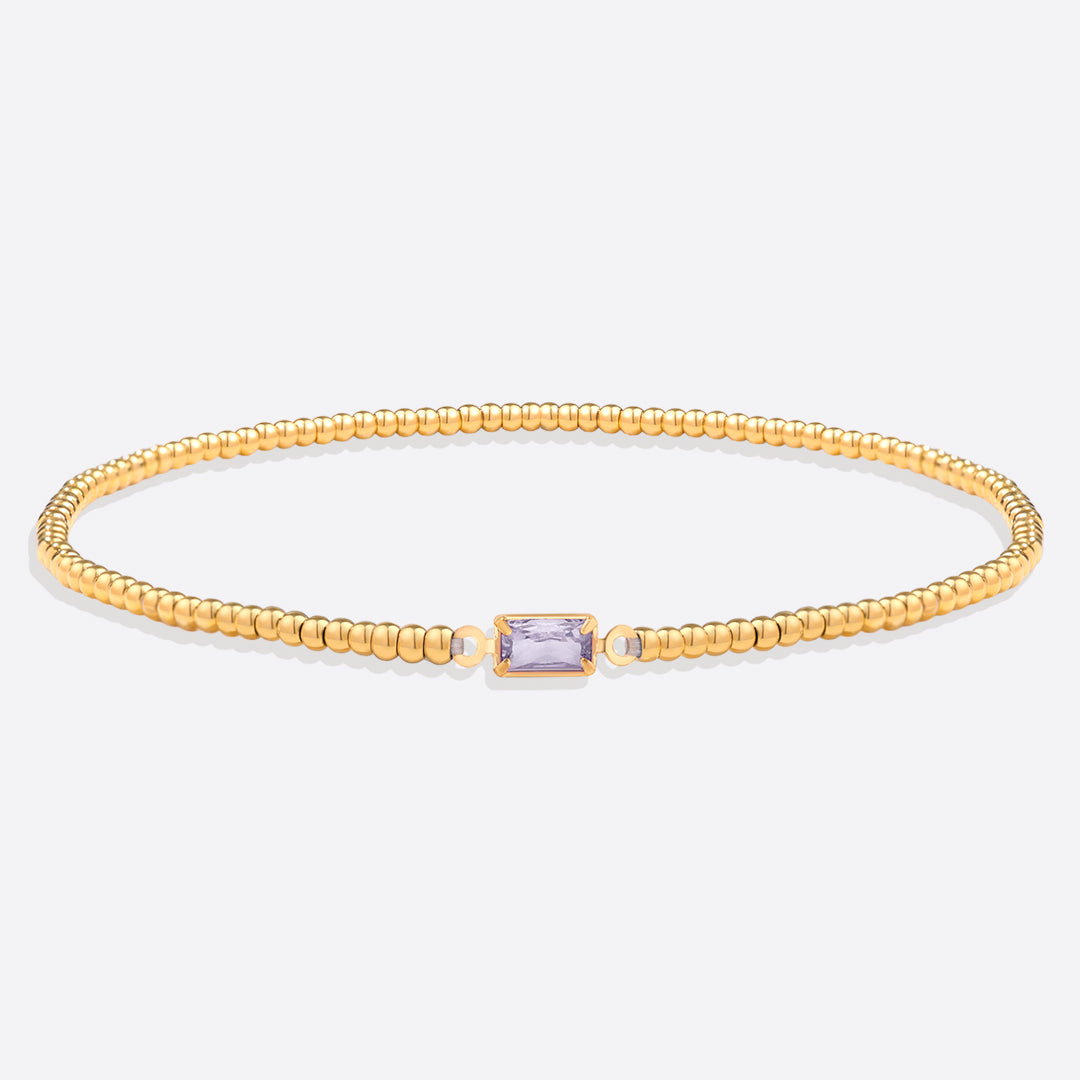 Gold Beaded Birthstone Bracelet