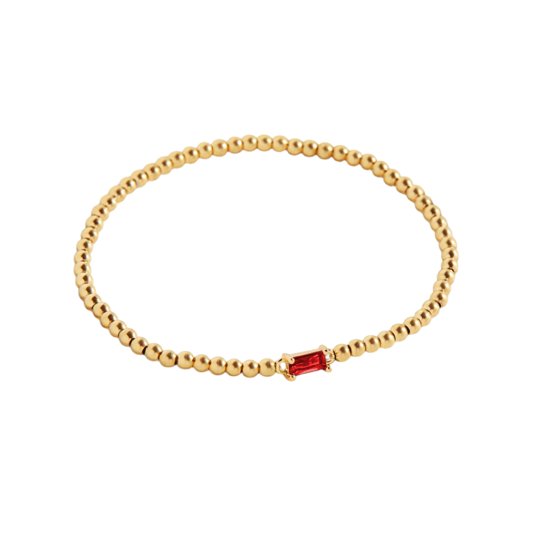 Gold Beaded Birthstone Bracelet