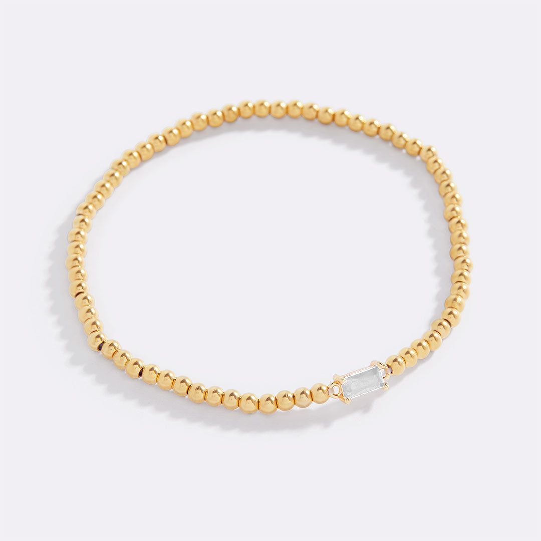 Gold Beaded Birthstone Bracelet