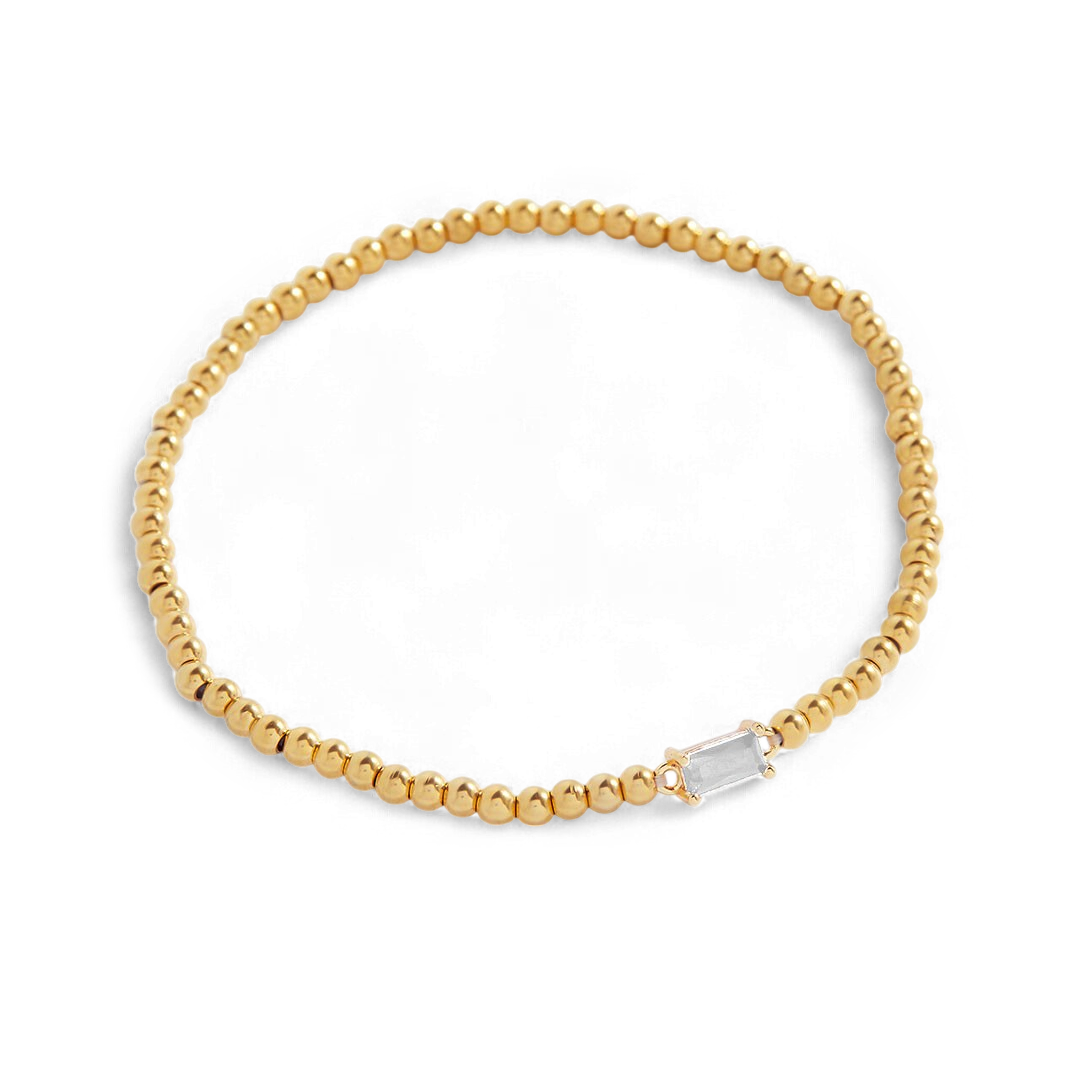 Gold Beaded Birthstone Bracelet