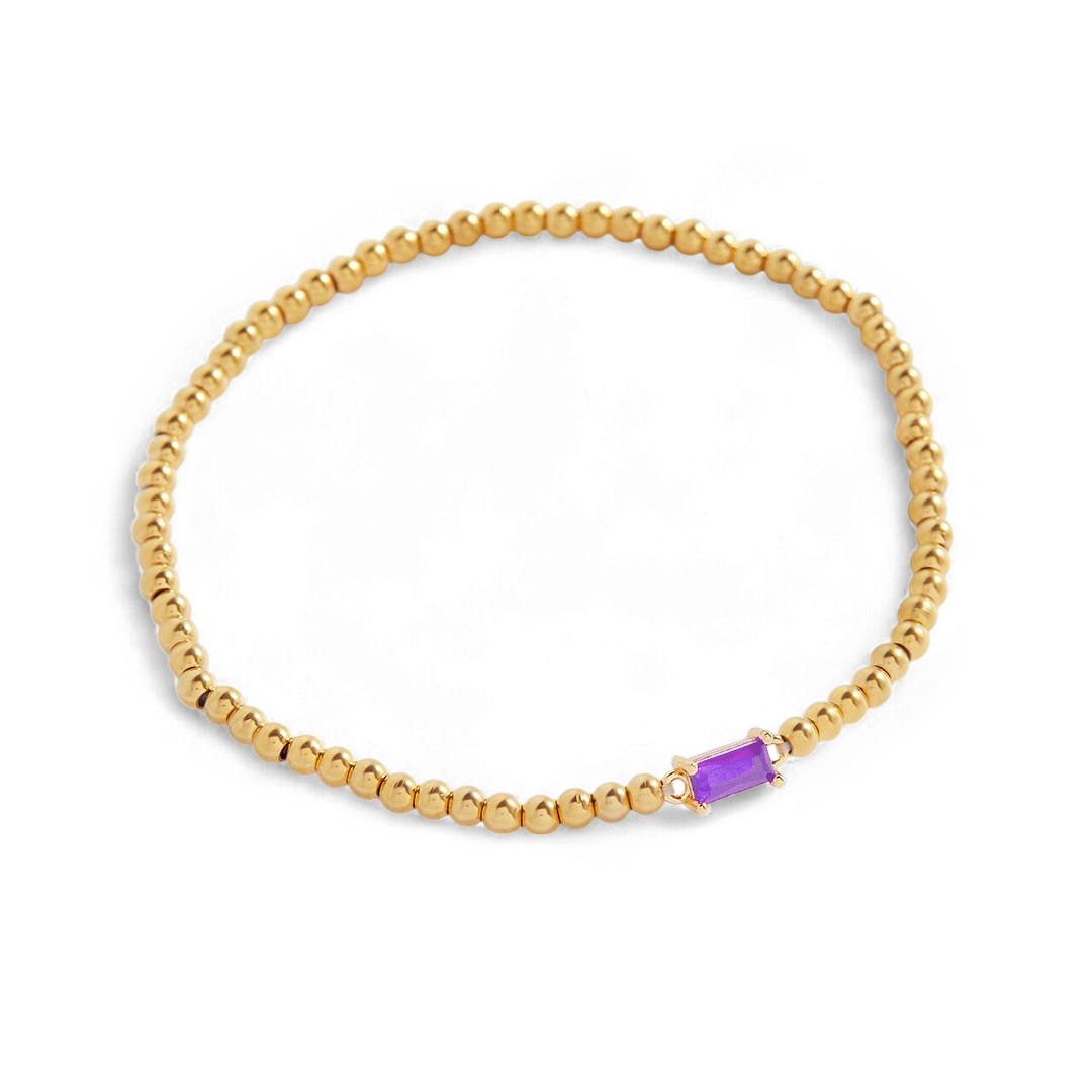 Gold Beaded Birthstone Bracelet