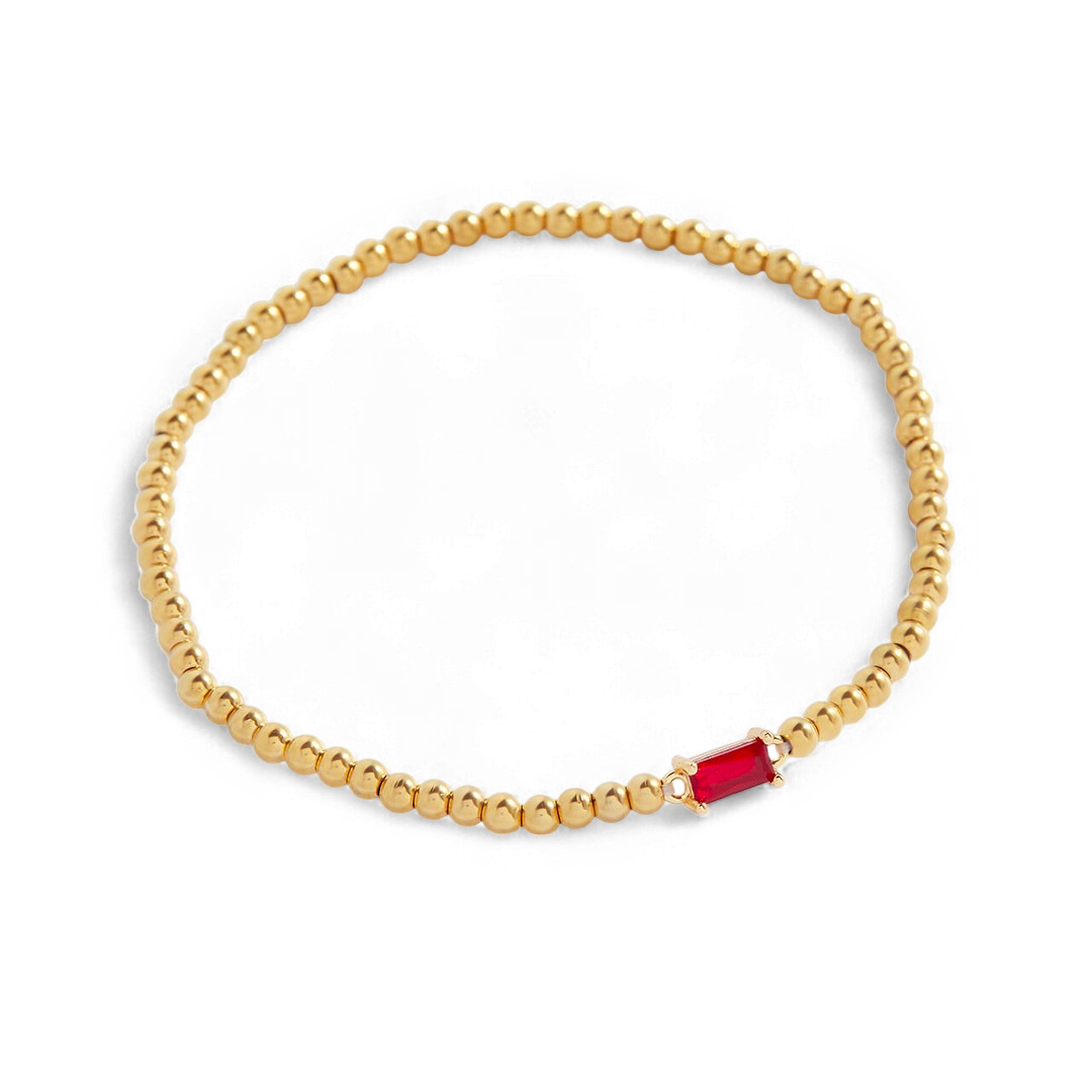 Gold Beaded Birthstone Bracelet