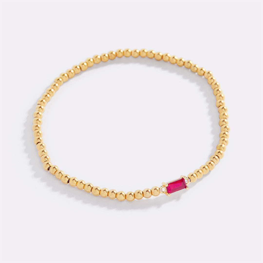 Gold Beaded Birthstone Bracelet