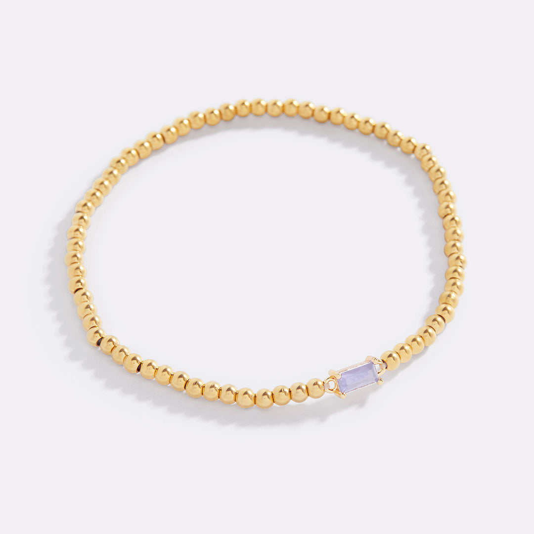 Gold Beaded Birthstone Bracelet