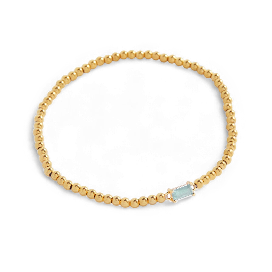 Gold Beaded Birthstone Bracelet