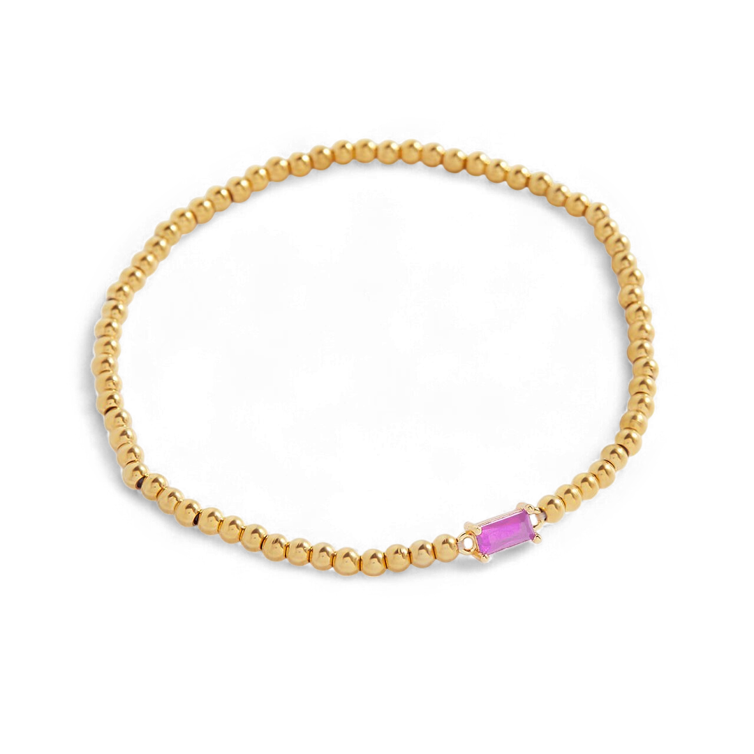 Gold Beaded Birthstone Bracelet