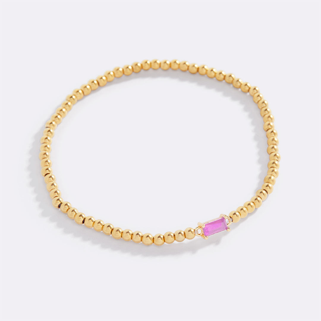 Gold Beaded Birthstone Bracelet