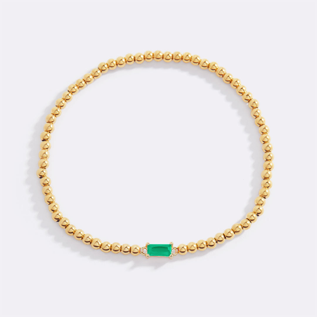 Gold Beaded Birthstone Bracelet