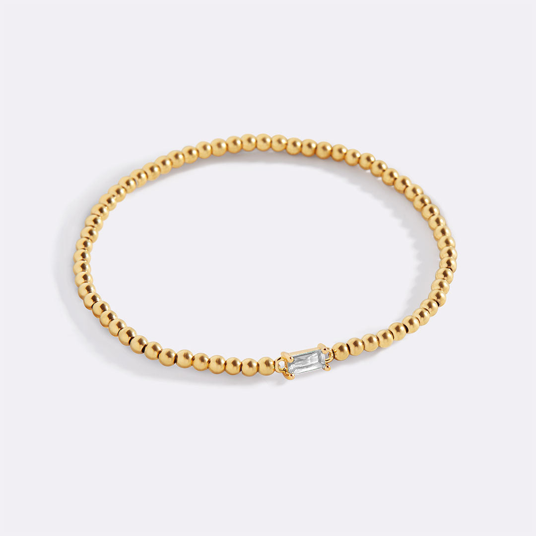 Gold Beaded Birthstone Bracelet