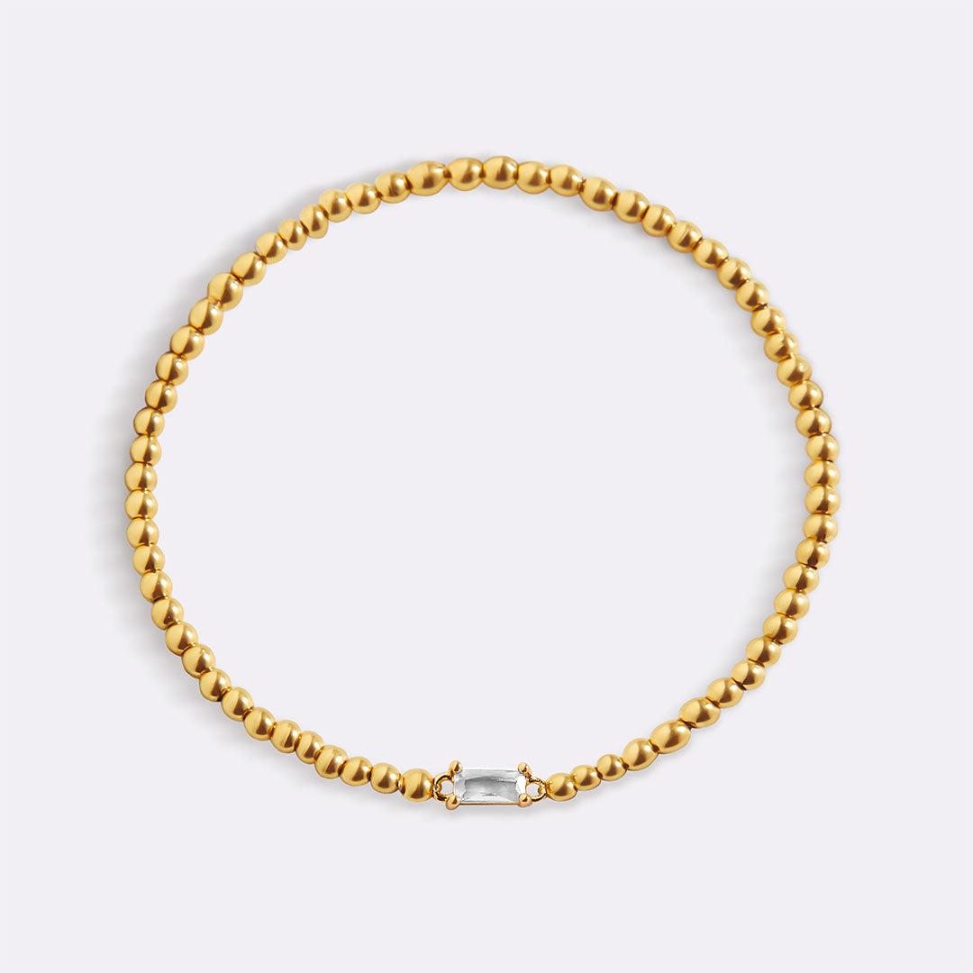 Gold Beaded Birthstone Bracelet