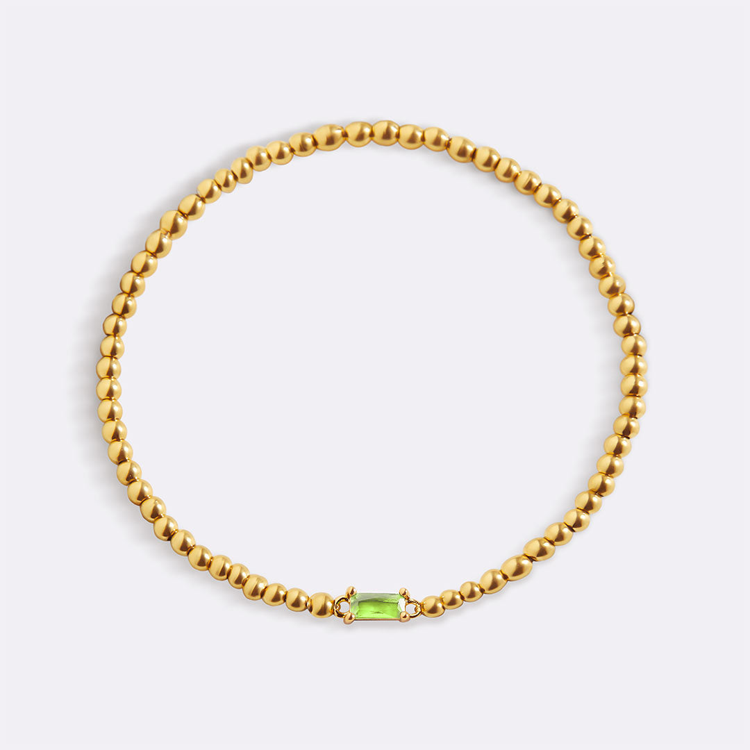 Gold Beaded Birthstone Bracelet