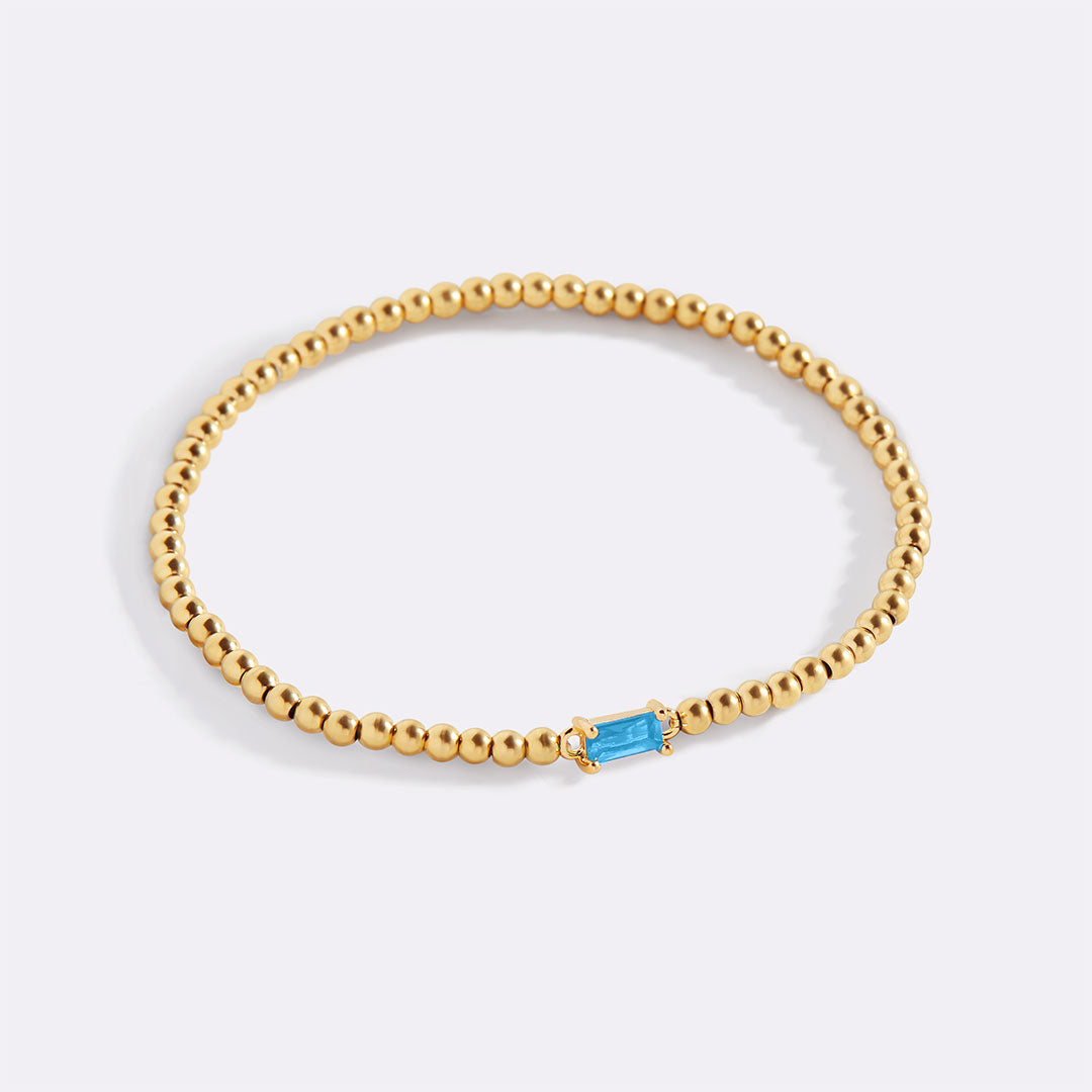 Gold Beaded Birthstone Bracelet