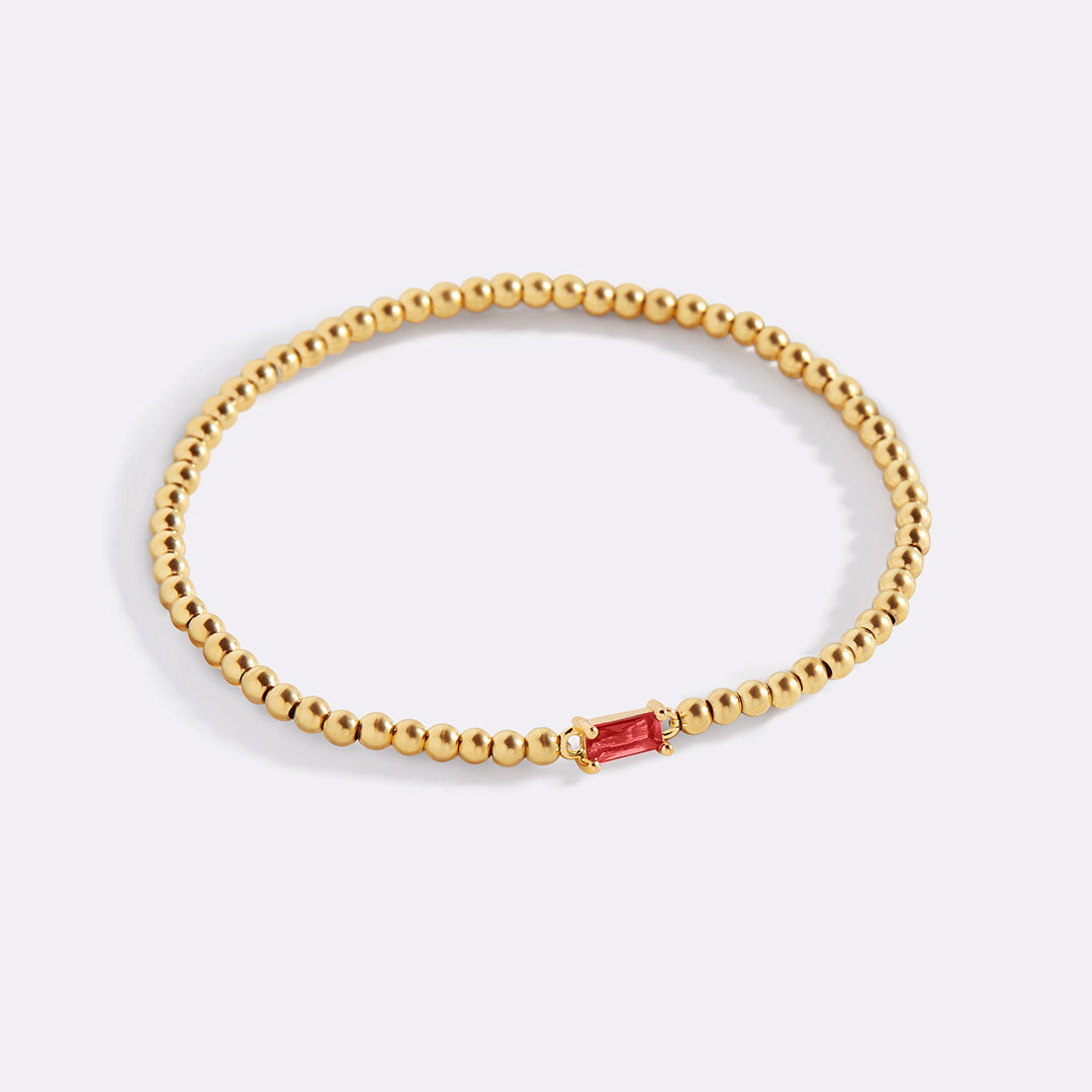 Gold Beaded Birthstone Bracelet