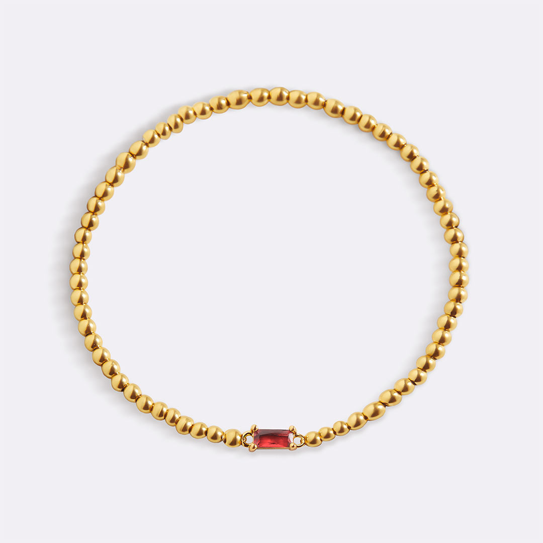 Gold Beaded Birthstone Bracelet