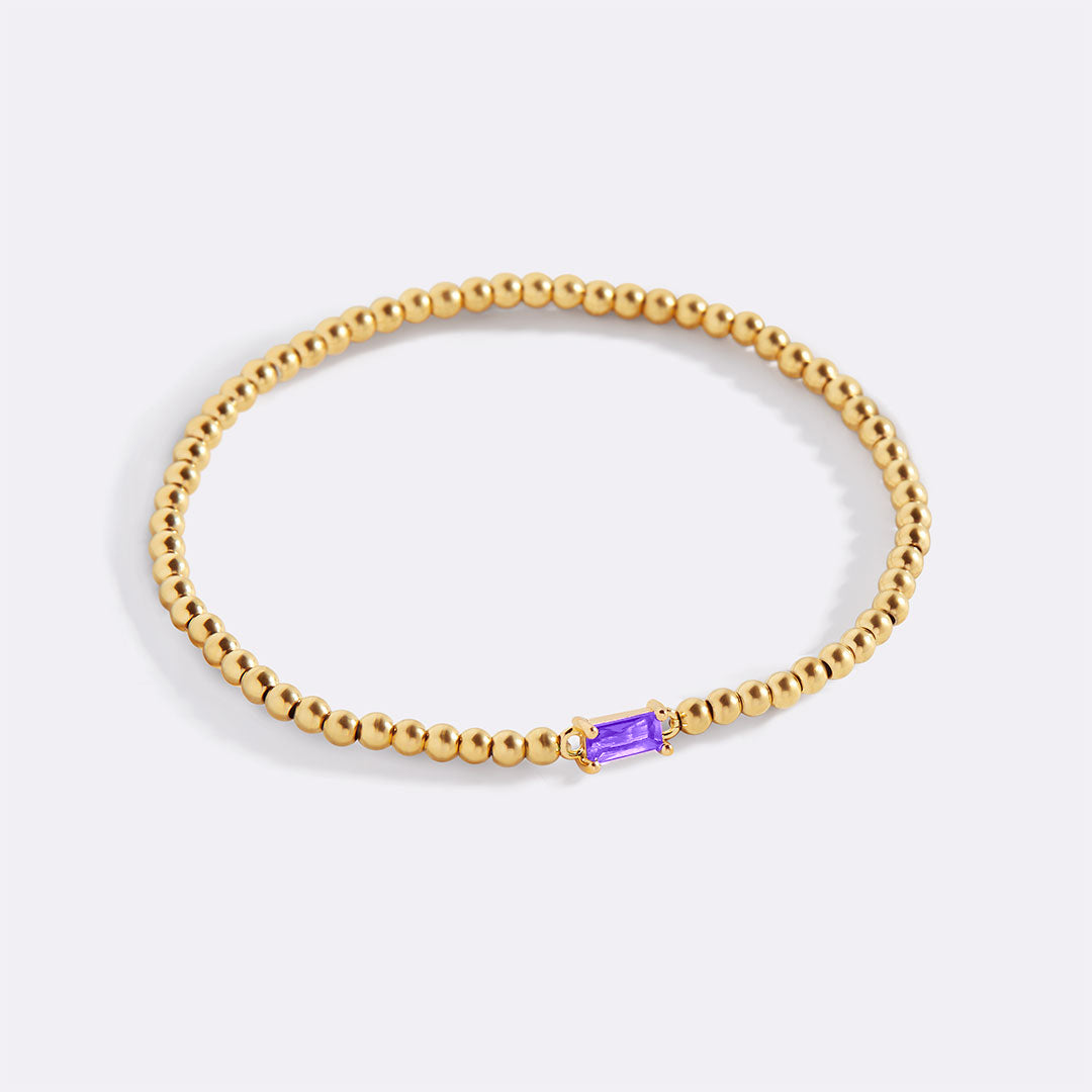 Gold Beaded Birthstone Bracelet