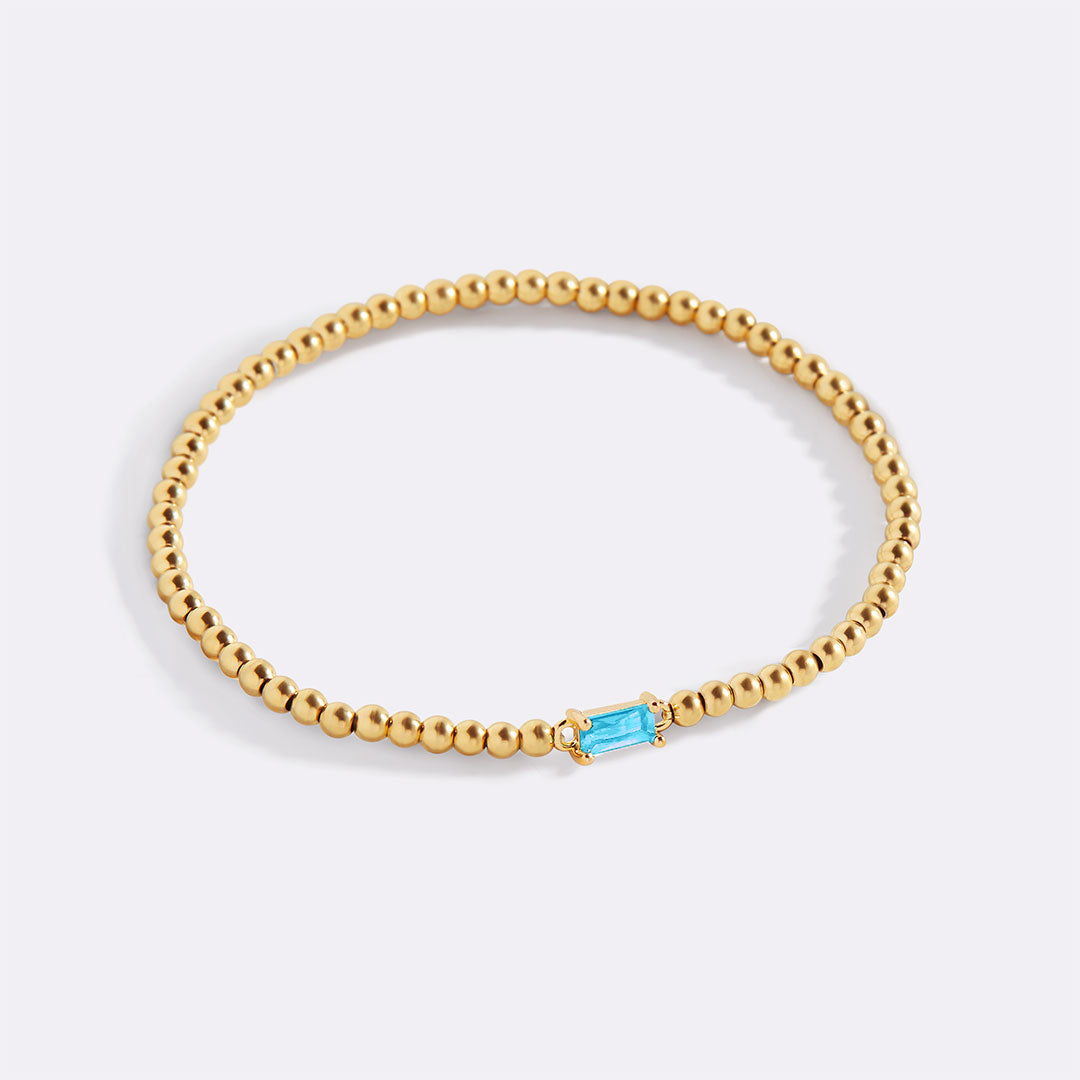 Gold Beaded Birthstone Bracelet