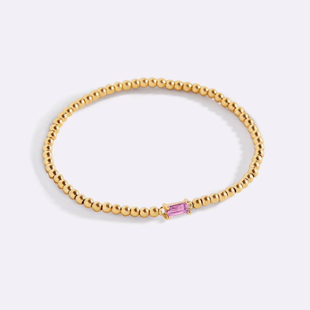 Gold Beaded Birthstone Bracelet