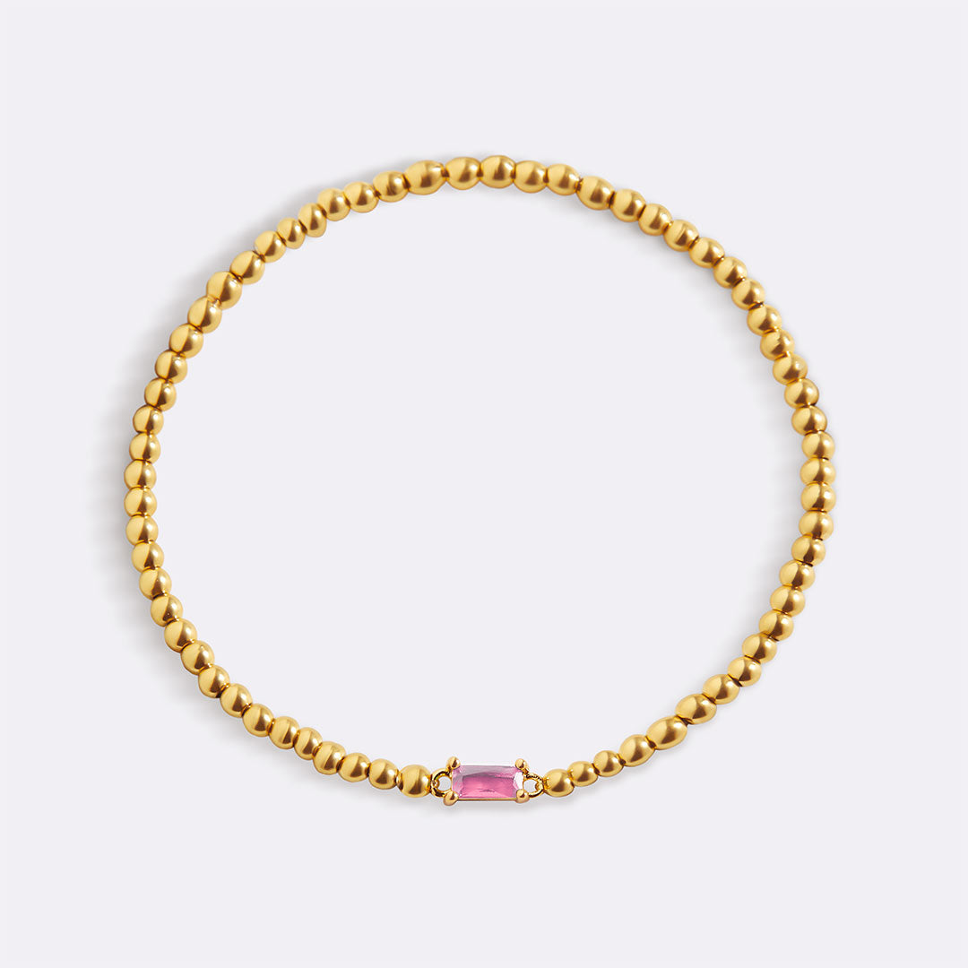 Gold Beaded Birthstone Bracelet