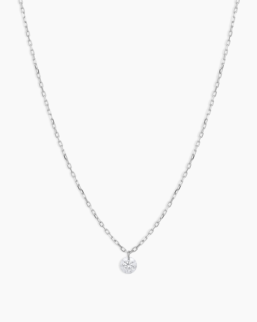 Floating Diamond Necklace || option::18k Solid White Gold