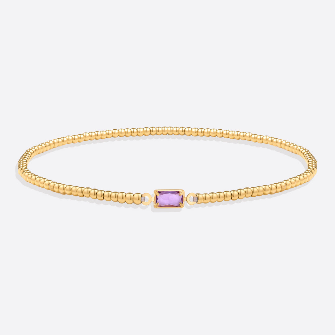 Gold Beaded Birthstone Bracelet